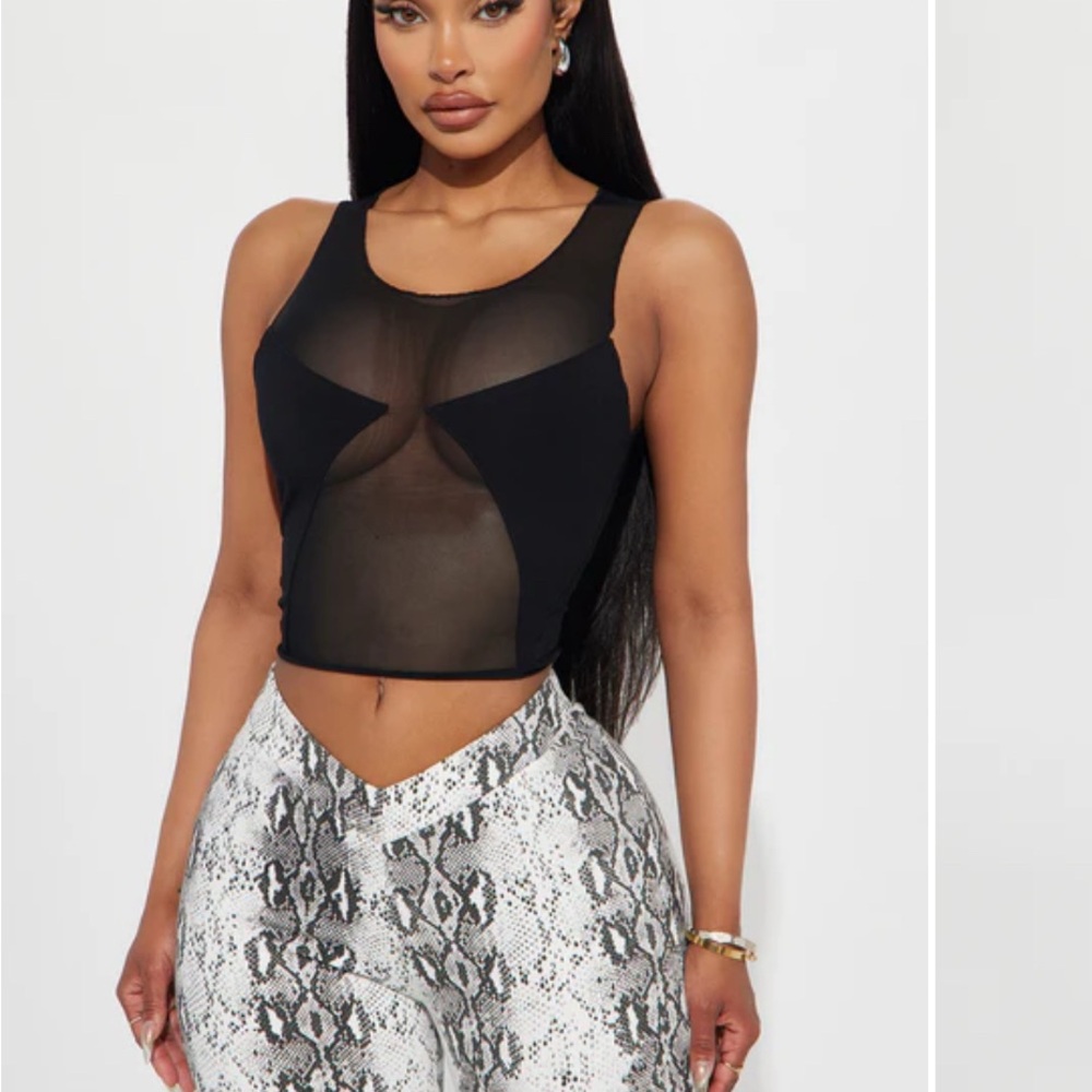 Fashion Nova Black Sheer Crop Top